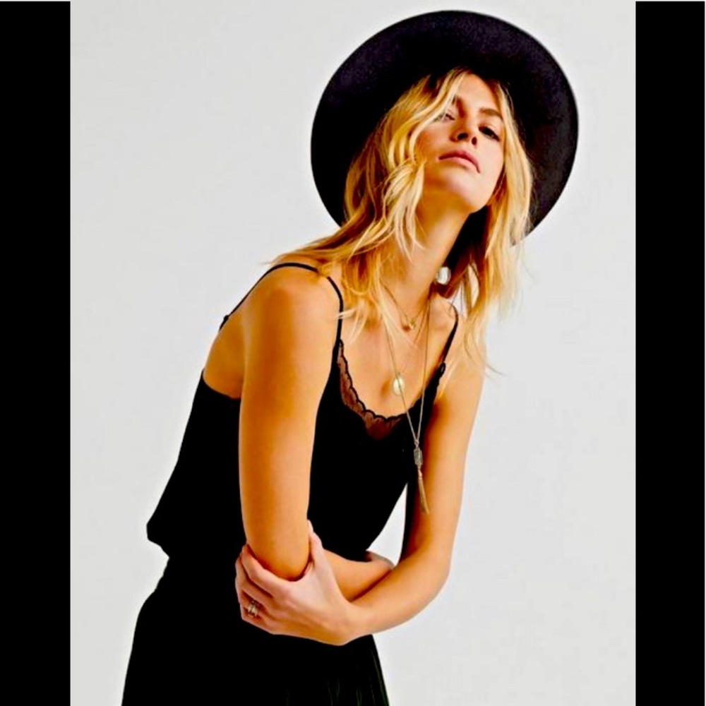 Black Wide-Brim Hat for Women - Classic Black Hat